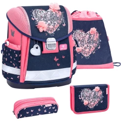 Belmil Schulranzen Classy Schulranzen Set 4-teilig Mit Brustgurt Beautiful Flowers