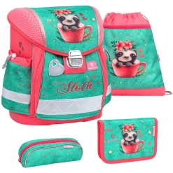 Belmil Schulranzen Classy Schulranzen Set 4-teilig Mit Brustgurt Cute Sloth