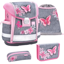 Belmil Schulranzen Classy Schulranzen Set 4-teilig Mit Brustgurt Elegant