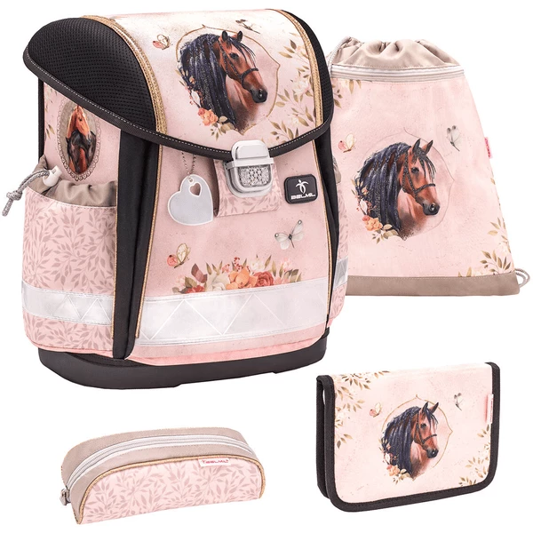 Belmil Schulranzen Classy Schulranzen Set 4-teilig Mit Brustgurt Horse Chestnut