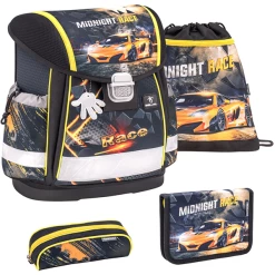 Belmil Schulranzen Classy Schulranzen Set 4-teilig Mit Brustgurt Midnight Race