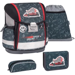 Belmil Schulranzen Classy Schulranzen Set 4-teilig Mit Brustgurt Red Dots