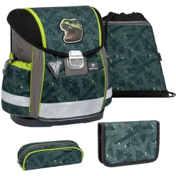 Belmil Schulranzen Classy Schulranzen Set 4-teilig Mit Brustgurt T-Rex Roar