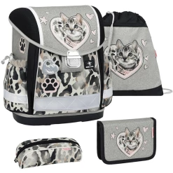 Belmil Schulranzen Classy Schulranzen Set 4-teilig Mit Brustgurt Wild Cat