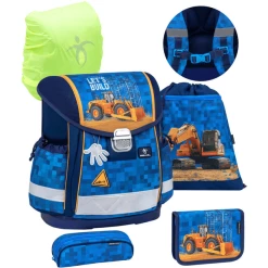 Belmil Schulranzen Classy Schulranzen Set 5-teilig Mit Brustgurt Bulldozer