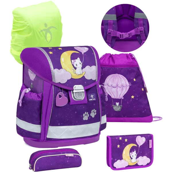 Belmil Schulranzen Classy Schulranzen Set 5-teilig Mit Brustgurt Caty On The Moon