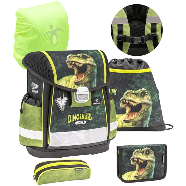 Belmil Schulranzen Classy Schulranzen Set 5-teilig Mit Brustgurt Dinosaur World 2