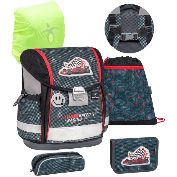 Belmil Schulranzen Classy Schulranzen Set 5-teilig Mit Brustgurt Red Dots