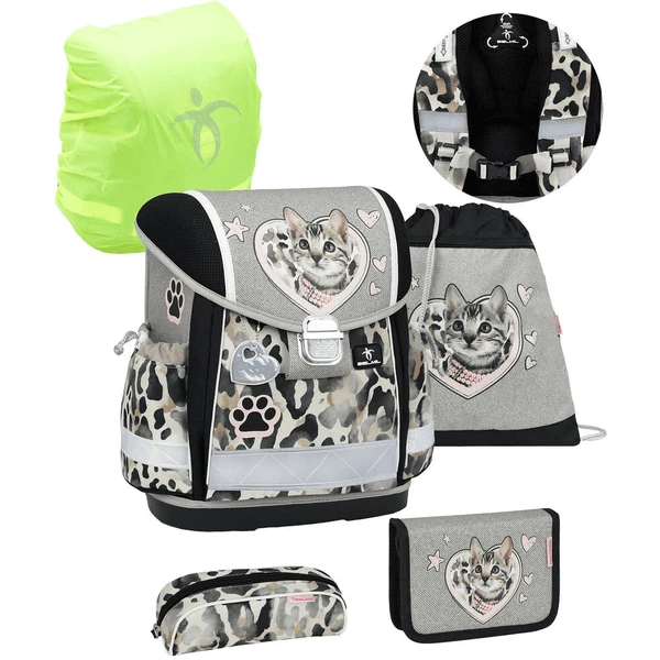 Belmil Schulranzen Classy Schulranzen Set 5-teilig Mit Brustgurt Wild Cat