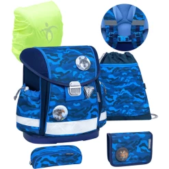 Belmil Schulranzen Classy Schulranzen Set 6-teilig Mit Brustgurt Blue Camouflage