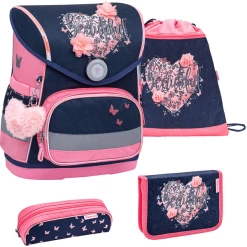 Belmil Schulranzen Compact Schulranzen Set 4-teilig Mit Brustgurt Beautiful Flowers