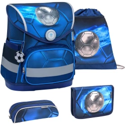 Belmil Schulranzen Compact Schulranzen Set 4-teilig Mit Brustgurt Football 4
