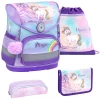 Belmil Schulranzen Compact Schulranzen Set 4-teilig Mit Brustgurt Rainbow Unicorn Magic