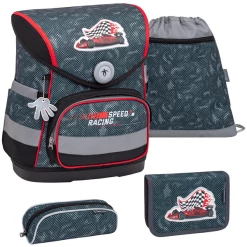 Belmil Schulranzen Compact Schulranzen Set 4-teilig Mit Brustgurt Red Dots