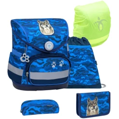 Belmil Schulranzen Compact Schulranzen Set 5-teilig Mit Brustgurt Alpha Wolf
