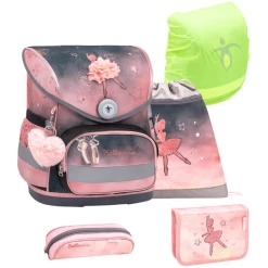 Belmil Schulranzen Compact Schulranzen Set 5-teilig Mit Brustgurt Ballerina Black Pink