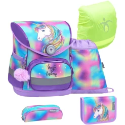 Belmil Schulranzen Compact Schulranzen Set 5-teilig Mit Brustgurt Rainbow Color