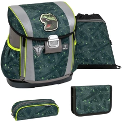 Belmil Schulranzen Customize-me Schulranzen Set 4-teilig Mit Brustgurt, Hüftgurt T-rex Roar