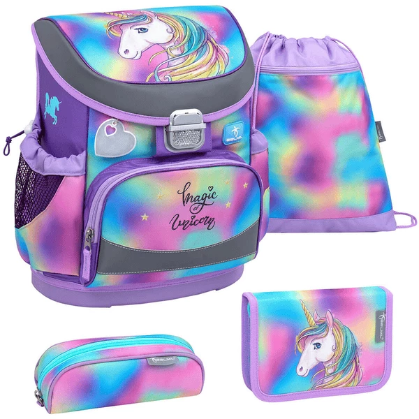 Belmil Schulranzen Mini Fit Schulranzen Set 4-teilig Mit Brustgurt Rainbow Color