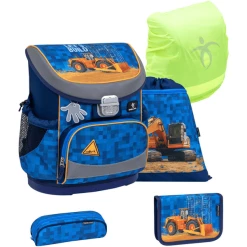 Belmil Schulranzen Mini Fit Schulranzen Set 5-teilig Mit Brustgurt Bulldozer