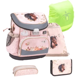 Belmil Schulranzen Mini Fit Schulranzen Set 5-teilig Mit Brustgurt Horse Chestnut