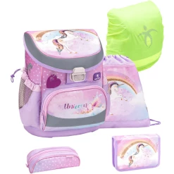 Belmil Schulranzen Mini Fit Schulranzen Set 5-teilig Mit Brustgurt Rainbow Unicorn