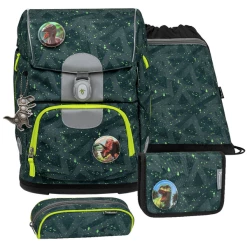 Belmil Schulranzen Motion Schulranzen Set 5-teilig Mit Brustgurt, Hüftgurt Green Splash