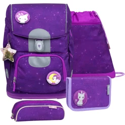 Belmil Schulranzen Motion Schulranzen Set 5-teilig Mit Brustgurt, Hüftgurt Purple Sky