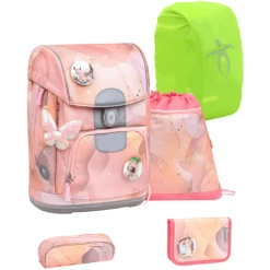 Belmil Schulranzen Motion Schulranzen Set 6-teilig Mit Brustgurt, Hüftgurt Marble