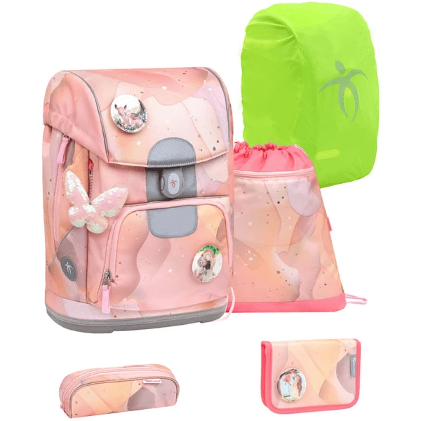 Belmil Schulranzen Motion Schulranzen Set 6-teilig Mit Brustgurt, Hüftgurt Marble