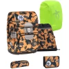 Belmil Schulranzen Motion Schulranzen Set 6-teilig Mit Brustgurt, Hüftgurt Orange Camouflage