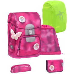 Belmil Schulranzen Motion Schulranzen Set 6-teilig Mit Brustgurt, Hüftgurt Shiny Pink
