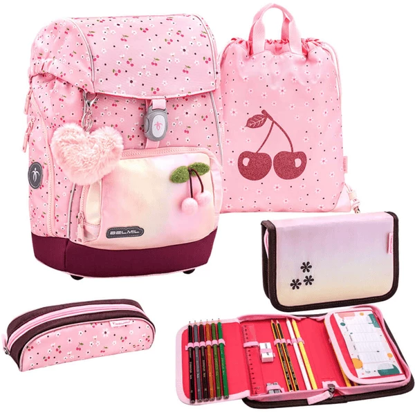 Belmil Schulranzen Premium Comfy Plus Set 5-teilig Cherry Blossom