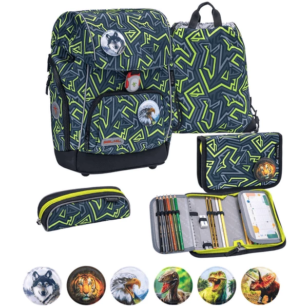 Belmil Schulranzen Premium Comfy Plus Set 5-teilig Iguana