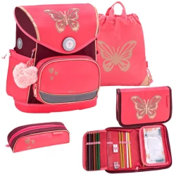 Belmil Schulranzen Premium Compact Plus Set 5-teilig Coral