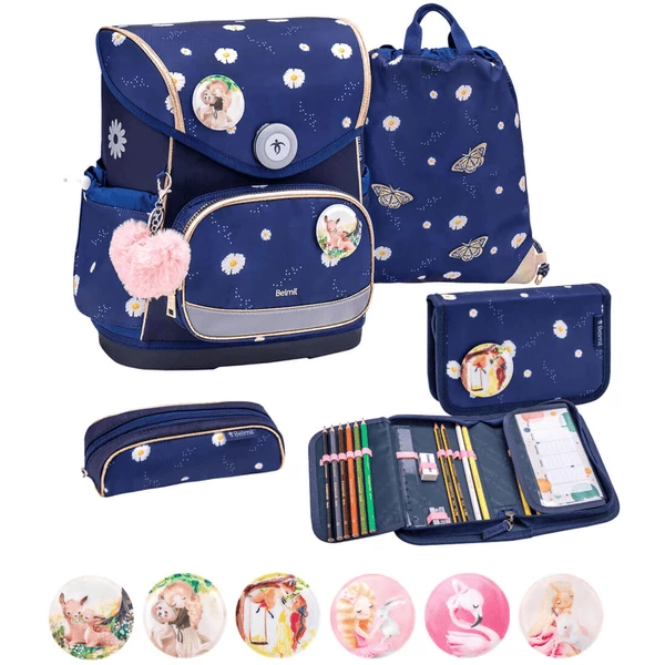 Belmil Schulranzen Premium Compact Plus Set 5-teilig Daisy