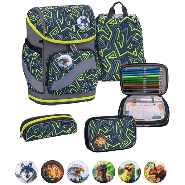 Belmil Schulranzen Premium Smarty Plus Set 5-teilig Iguana