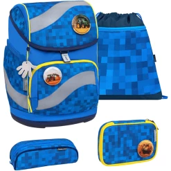 Belmil Schulranzen Smarty Schulranzen Set 5-teilig Mit Brustgurt, Hüftgurt Funky Blue