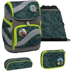 Belmil Schulranzen Smarty Schulranzen Set 5-teilig Mit Brustgurt, Hüftgurt Green Splash
