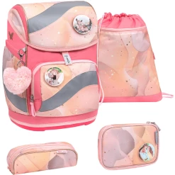 Belmil Schulranzen Smarty Schulranzen Set 5-teilig Mit Brustgurt, Hüftgurt Marble