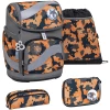 Belmil Schulranzen Smarty Schulranzen Set 5-teilig Mit Brustgurt, Hüftgurt Orange Camouflage