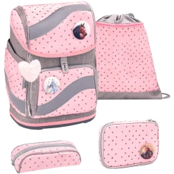 Belmil Schulranzen Smarty Schulranzen Set 5-teilig Mit Brustgurt, Hüftgurt Pink Dots 2