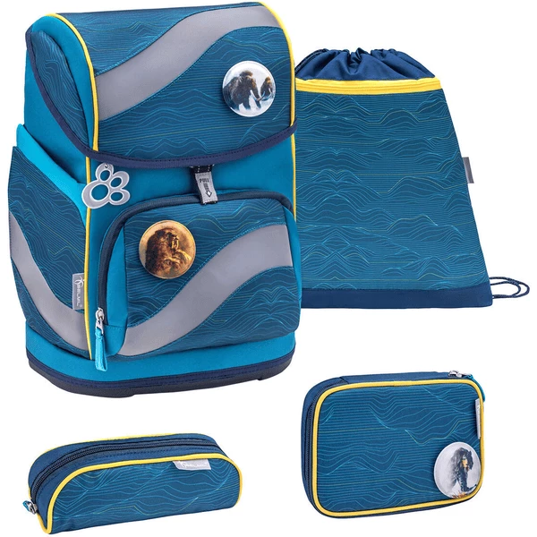 Belmil Schulranzen Smarty Schulranzen Set 5-teilig Mit Brustgurt, Hüftgurt Waves Orange