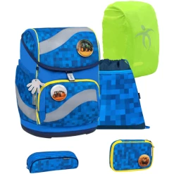 Belmil Schulranzen Smarty Schulranzen Set 6-teilig Mit Brustgurt, Hüftgurt Funky Blue