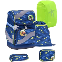 Belmil Schulranzen Smarty Schulranzen Set 6-teilig Mit Brustgurt, Hüftgurt Sketch Lime Green