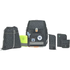 LÄSSIG Schulranzen-Set 7-tlg. Boxy Unique Speckles Anthracite