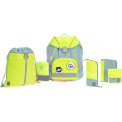 LÄSSIG Schulranzen-Set 7-tlg. Flexy Unique Beginner Blue/neon-yellow