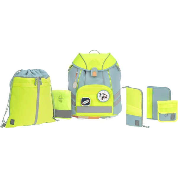 LÄSSIG Schulranzen-Set 7-tlg. Flexy Unique Beginner Blue/neon-yellow
