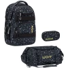 WAVE Rucksack Infinity Set 3-teilig Black And Yellow Dots