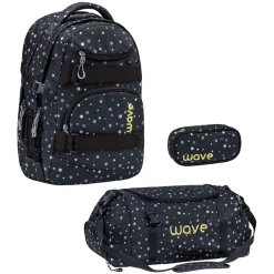 WAVE Rucksack Infinity Set 3-teilig Black And Yellow Dots